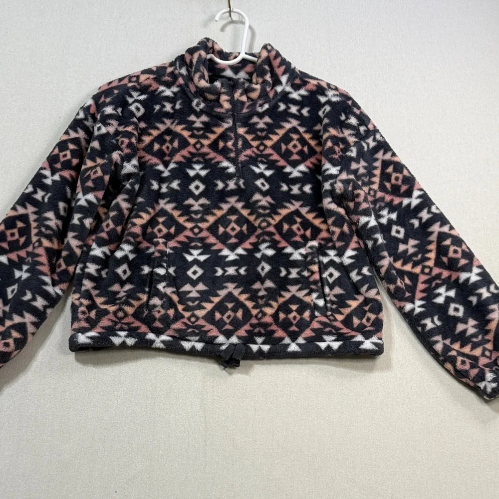 Old Navy Kids Geometric Fleece Jacket - Black, Pink, White